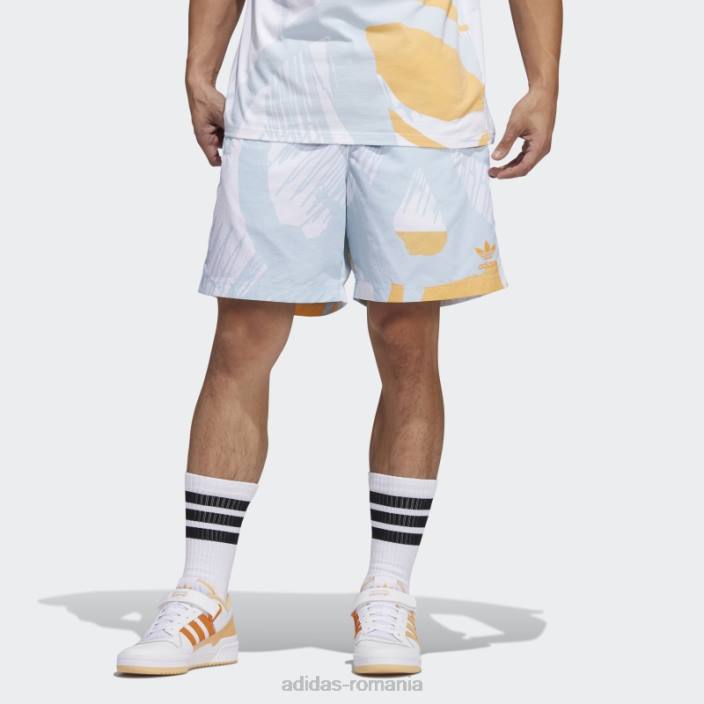 Adidas pantaloni scurți cu imprimeu integral adiplay sky tint adidas bărbați nuanță de cer/portocaliu acid 2JBN6576