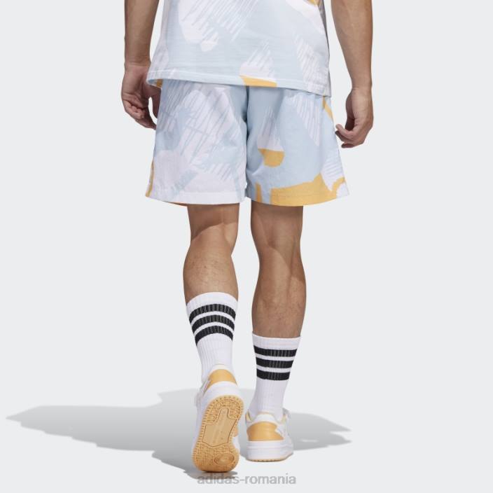 Adidas pantaloni scurți cu imprimeu integral adiplay sky tint adidas bărbați nuanță de cer/portocaliu acid 2JBN6576