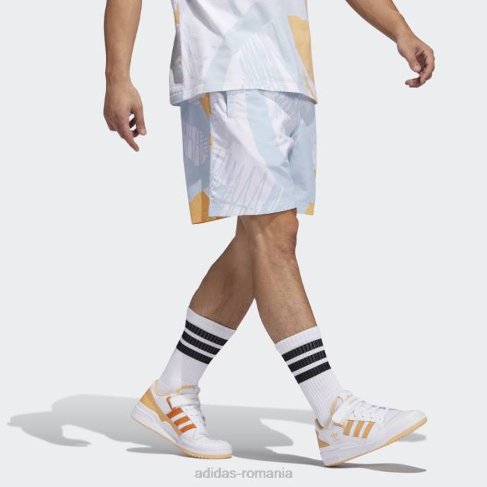 Adidas pantaloni scurți cu imprimeu integral adiplay sky tint adidas bărbați nuanță de cer/portocaliu acid 2JBN6576