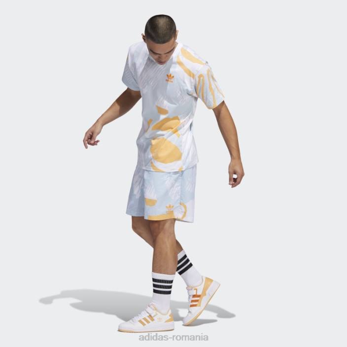 Adidas pantaloni scurți cu imprimeu integral adiplay sky tint adidas bărbați nuanță de cer/portocaliu acid 2JBN6576