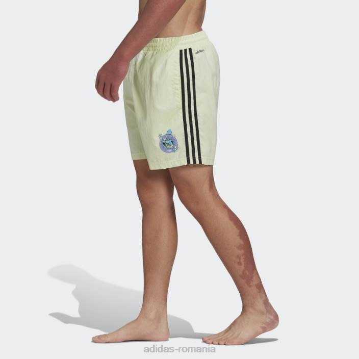 Adidas pantaloni scurți de baie cu pește înfocat grafic lime bărbați lămâie verde 2JBN14680