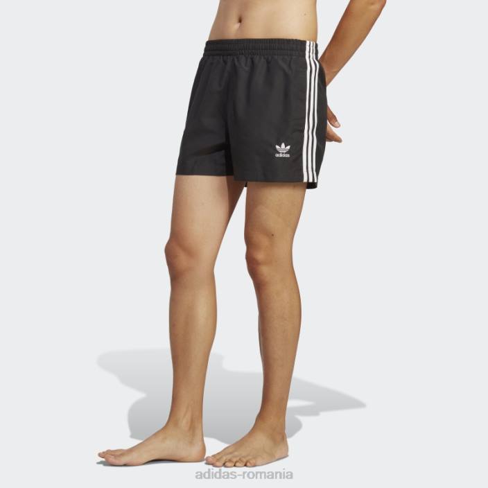 Adidas pantaloni scurți de baie de lungime scurtă adicolor cu 3 dungi negru bărbați alb negru 2JBN5401