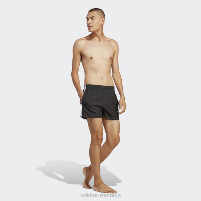 Adidas pantaloni scurți de baie de lungime scurtă adicolor cu 3 dungi negru bărbați alb negru 2JBN5401
