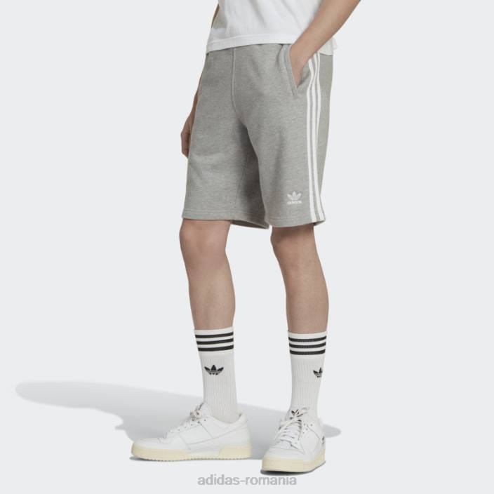 Adidas pantaloni scurți de transpirație gri mediu cu 3 dungi bărbați gri mediu 2JBN1493