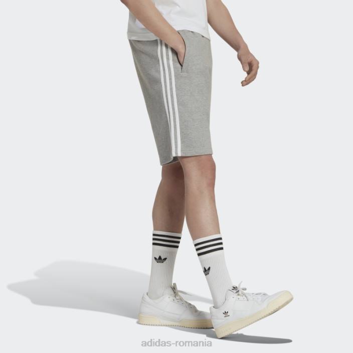 Adidas pantaloni scurți de transpirație gri mediu cu 3 dungi bărbați gri mediu 2JBN1493