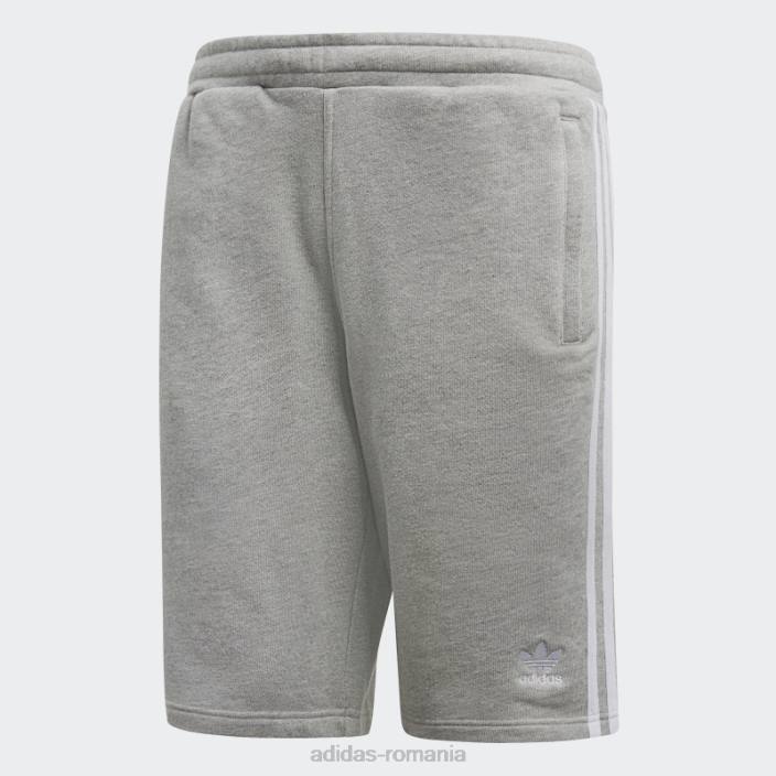 Adidas pantaloni scurți de transpirație gri mediu cu 3 dungi bărbați gri mediu 2JBN1493