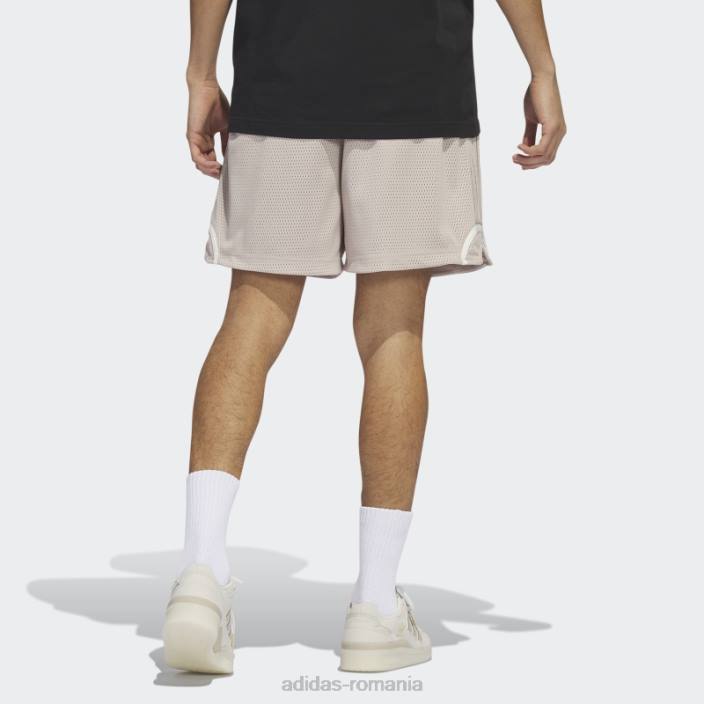 Adidas pantaloni scurți din plasă de baschet taupe adidas bărbați taupe/alb 2JBN6096
