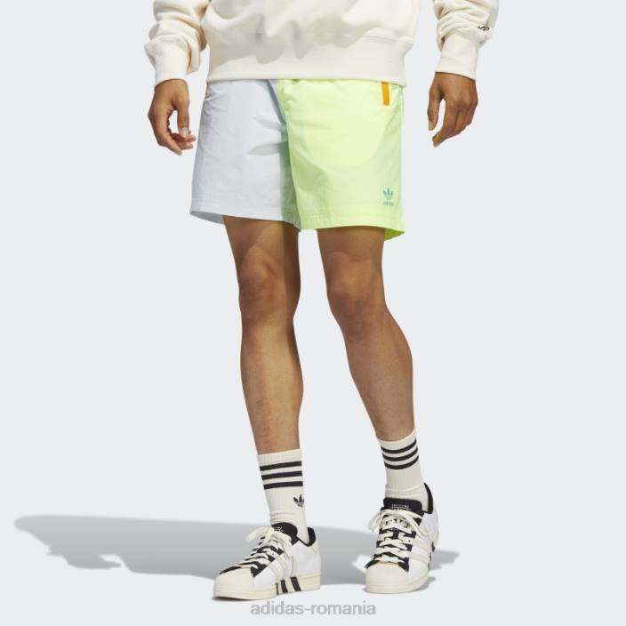 Adidas pantaloni scurți țesuți blocați nuanță albastră adidas bărbați nuanță albastră/galben de înaltă rezoluție 2JBN14934