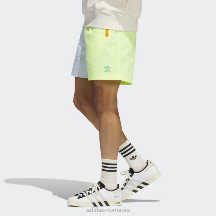 Adidas pantaloni scurți țesuți blocați nuanță albastră adidas bărbați nuanță albastră/galben de înaltă rezoluție 2JBN14934