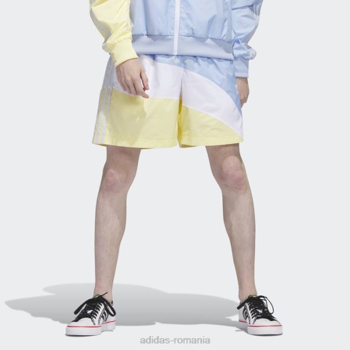 Adidas pantaloni scurți țesuți în vârtej albastru zori bărbați albastru zori/galben 2JBN6433