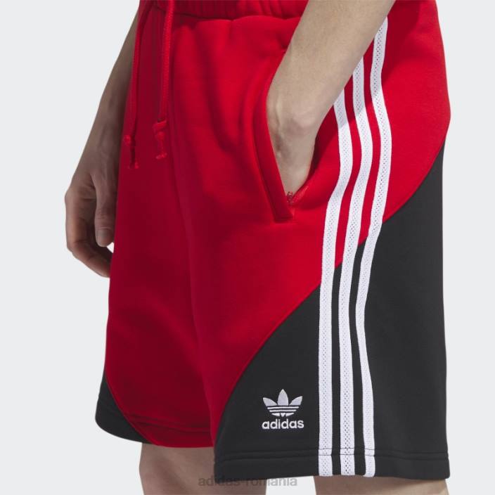 Adidas pantaloni scurți fleece sst stacojiu bărbați stacojiu/negru 2JBN5402