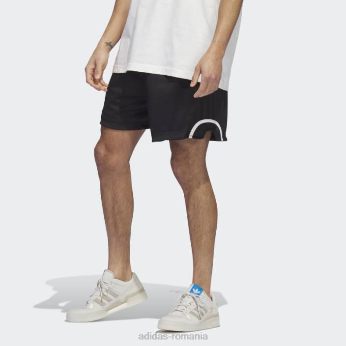Adidas pantaloni scurți negri din plasă de baschet bărbați zori negre/argintii 2JBN15220
