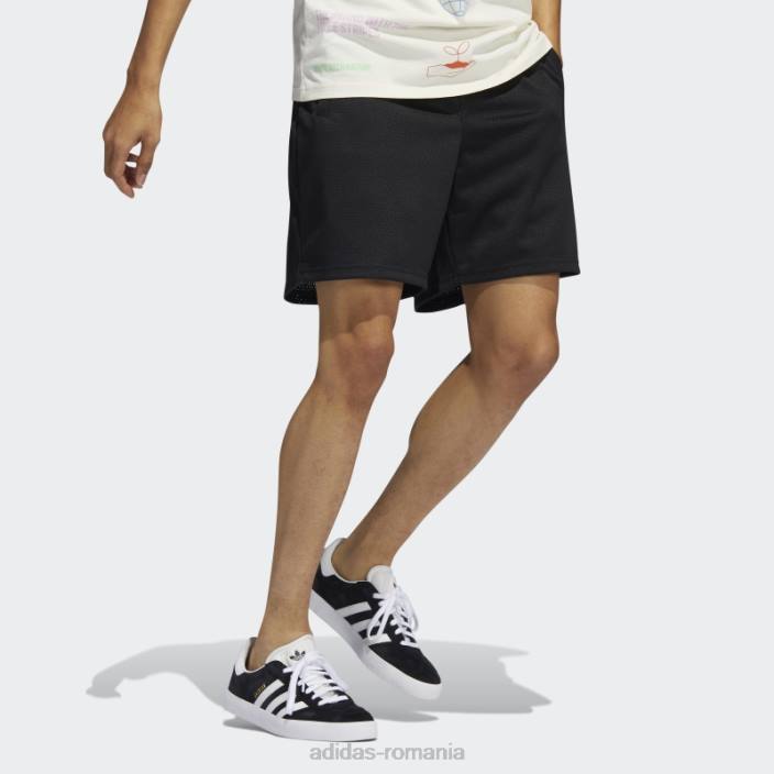 Adidas pantaloni scurți negri din plasă essentials bărbați negru 2JBN6694