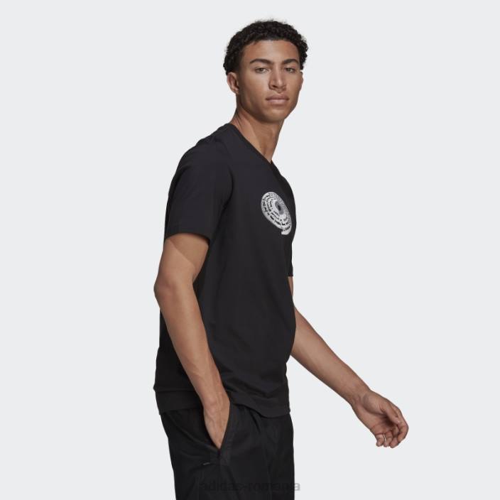 Adidas r.y.v. tricou grafic negru bărbați negru 2JBN14816