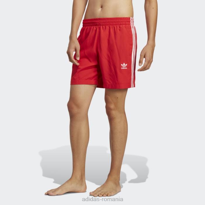 Adidas scarlet originals adicolor pantaloni scurți de baie cu 3 dungi adidas bărbați stacojiu/alb 2JBN13653