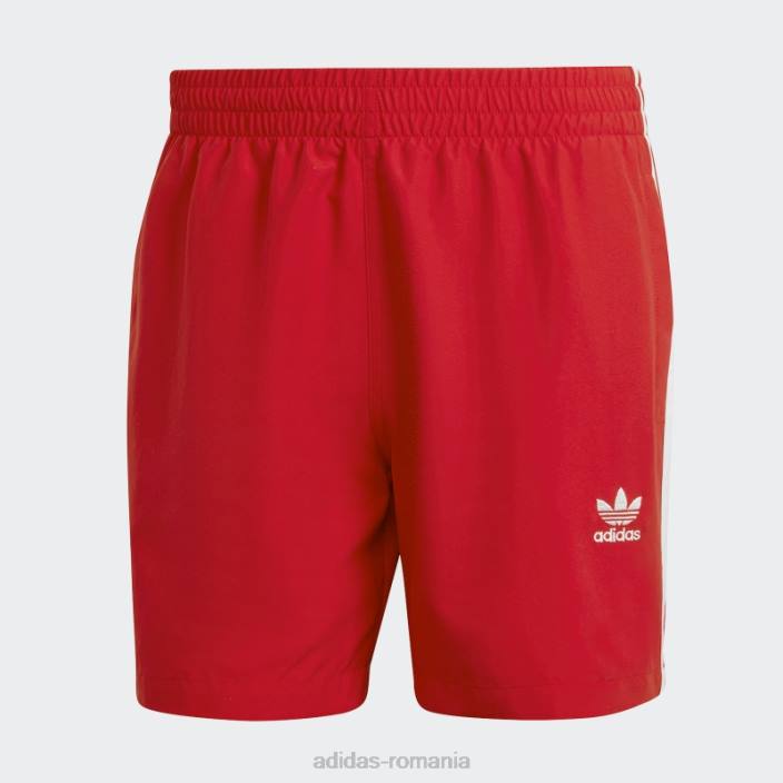 Adidas scarlet originals adicolor pantaloni scurți de baie cu 3 dungi adidas bărbați stacojiu/alb 2JBN13653