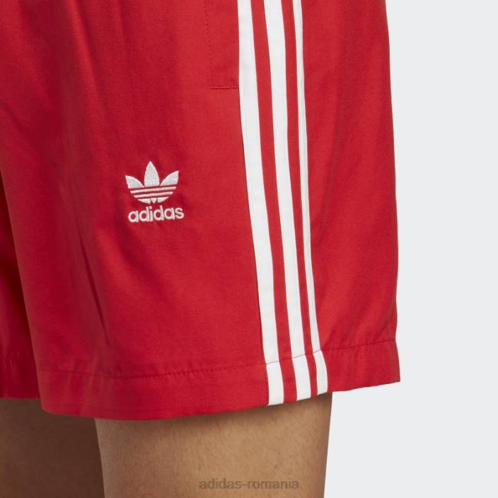 Adidas scarlet originals adicolor pantaloni scurți de baie cu 3 dungi adidas bărbați stacojiu/alb 2JBN13653