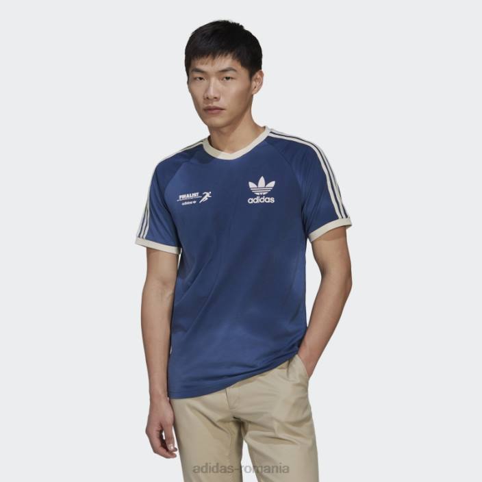 Adidas tricou adidas cu grafica mellow ride club cu 3 dungi bărbați bleumarin/alb 2JBN7371