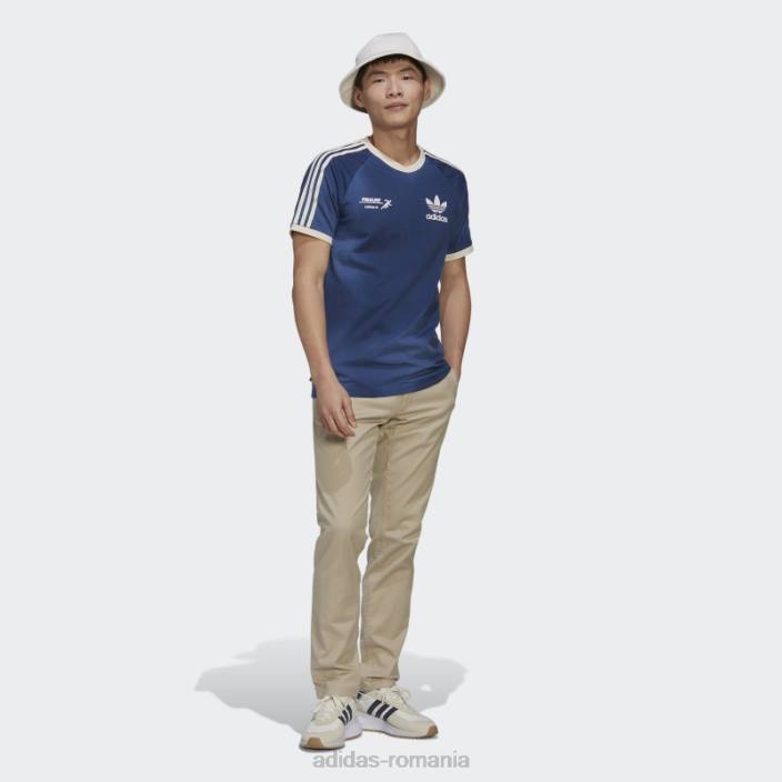 Adidas tricou adidas cu grafica mellow ride club cu 3 dungi bărbați bleumarin/alb 2JBN7371