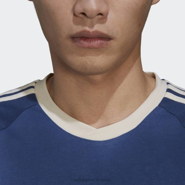Adidas tricou adidas cu grafica mellow ride club cu 3 dungi bărbați bleumarin/alb 2JBN7371