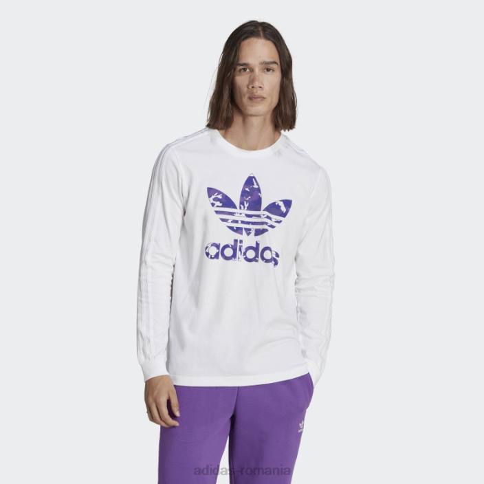 Adidas tricou adidas cu mânecă lungă cu grafică albă camo dungă bărbați alb 2JBN14373