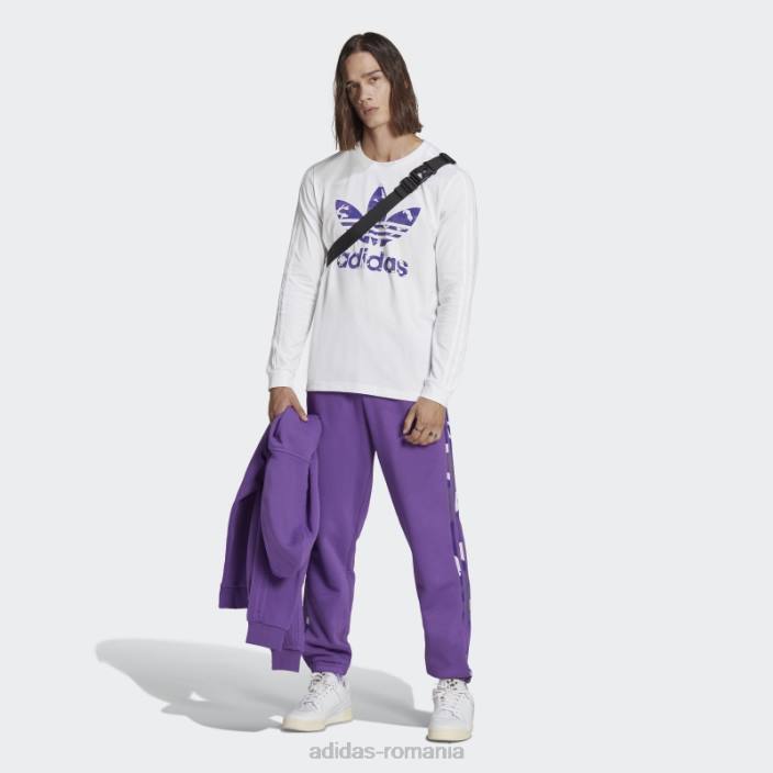 Adidas tricou adidas cu mânecă lungă cu grafică albă camo dungă bărbați alb 2JBN14373