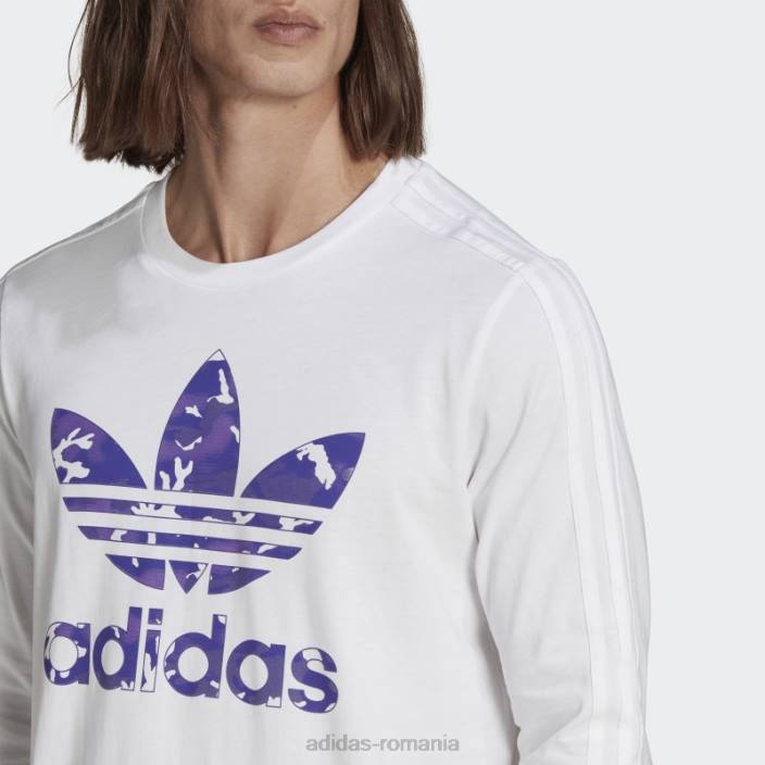 Adidas tricou adidas cu mânecă lungă cu grafică albă camo dungă bărbați alb 2JBN14373