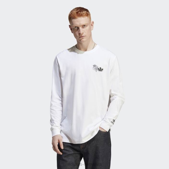 Adidas tricou adidas cu mânecă lungă grafică alb hack the elite bărbați alb 2JBN13353