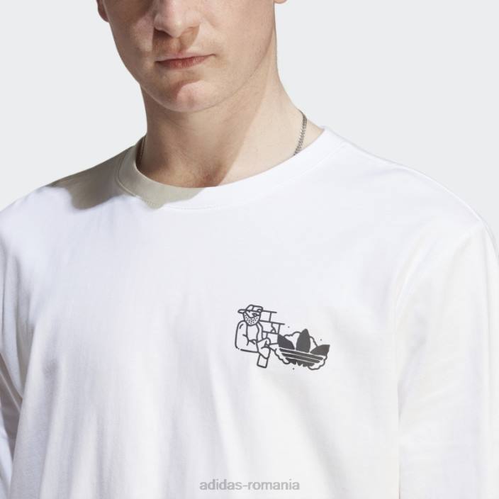 Adidas tricou adidas cu mânecă lungă grafică alb hack the elite bărbați alb 2JBN13353