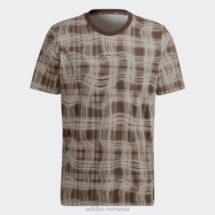 Adidas tricou adidas cu mânecă scurtă cu imprimeu maro cretos bărbați maro cretos 2JBN7341