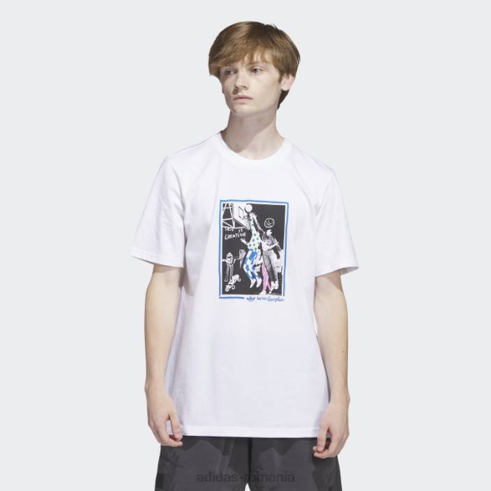 Adidas tricou alb cu grafic shmoofoil bărbați alb/multicolor 2JBN14465