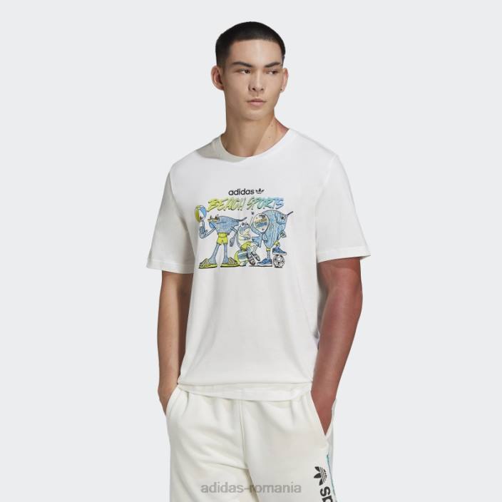 Adidas tricou alb cu pește însuflețit cu grafic adidas bărbați alb 2JBN14727