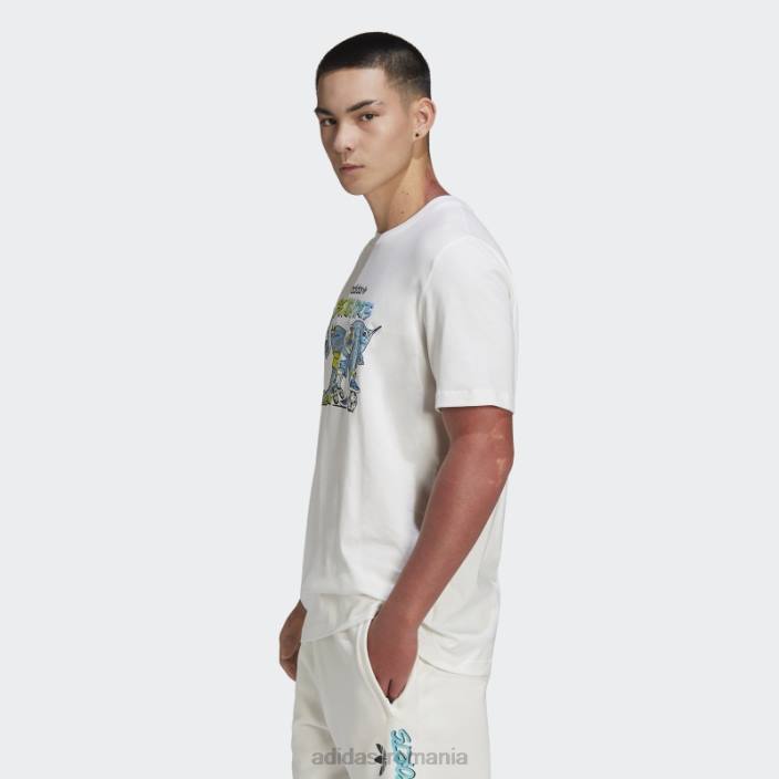Adidas tricou alb cu pește însuflețit cu grafic adidas bărbați alb 2JBN14727