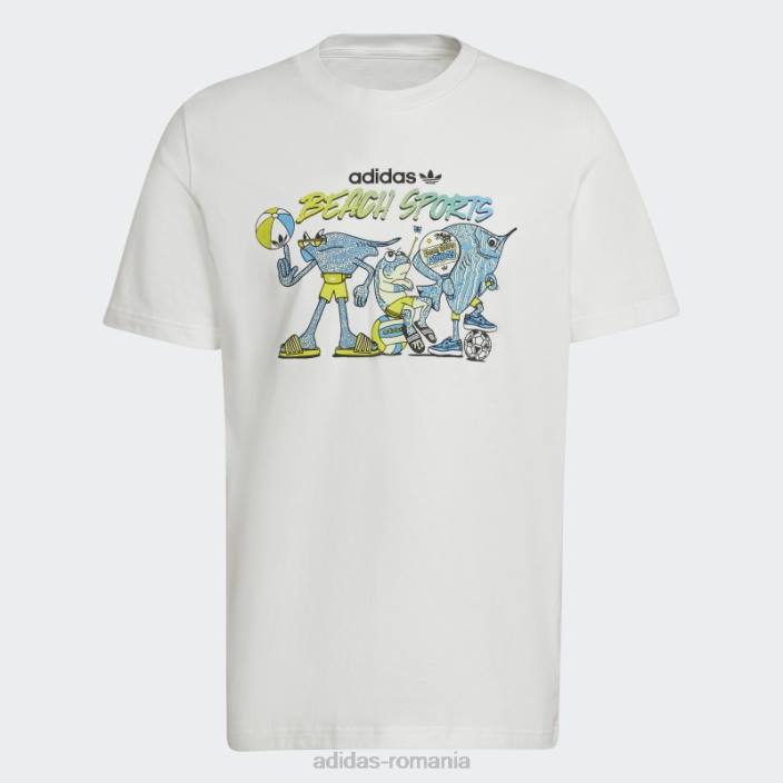 Adidas tricou alb cu pește însuflețit cu grafic adidas bărbați alb 2JBN14727
