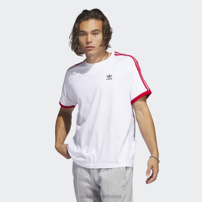Adidas tricou alb sst cu 3 dungi bărbați alb/stacojiu 2JBN13156
