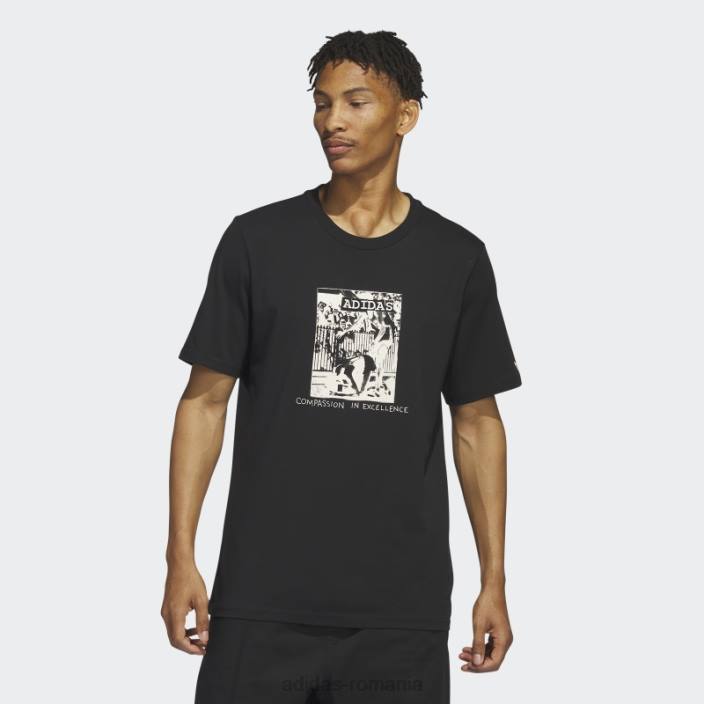 Adidas tricou cu compasiune de mărar negru bărbați alb negru 2JBN5824