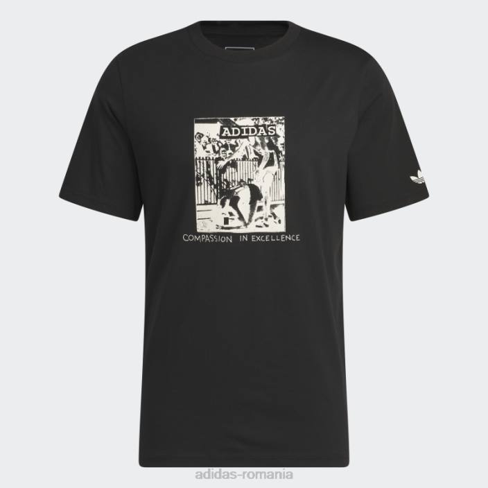 Adidas tricou cu compasiune de mărar negru bărbați alb negru 2JBN5824