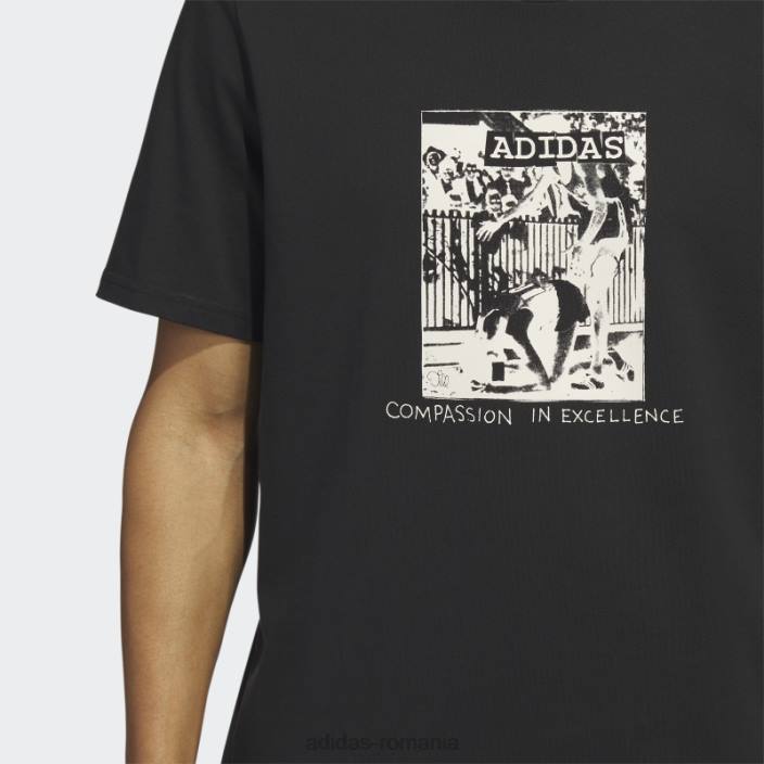 Adidas tricou cu compasiune de mărar negru bărbați alb negru 2JBN5824