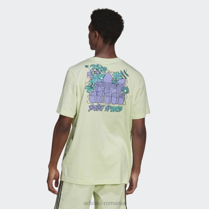 Adidas tricou cu flori de pește alimentat cu grafic lime bărbați lămâie verde 2JBN15107