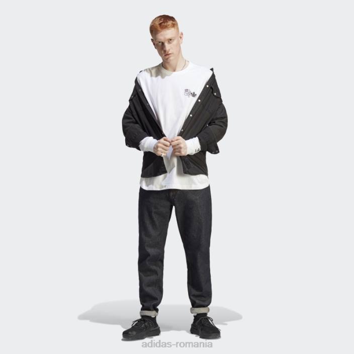 Adidas tricou cu mânecă lungă cu grafică albă hack the elite bărbați alb 2JBN7481