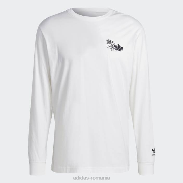 Adidas tricou cu mânecă lungă cu grafică albă hack the elite bărbați alb 2JBN7481