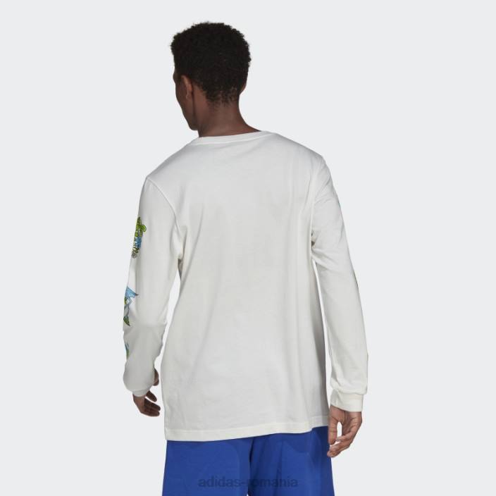 Adidas tricou cu mânecă lungă cu grafic stoked fish alb bărbați alb 2JBN15097