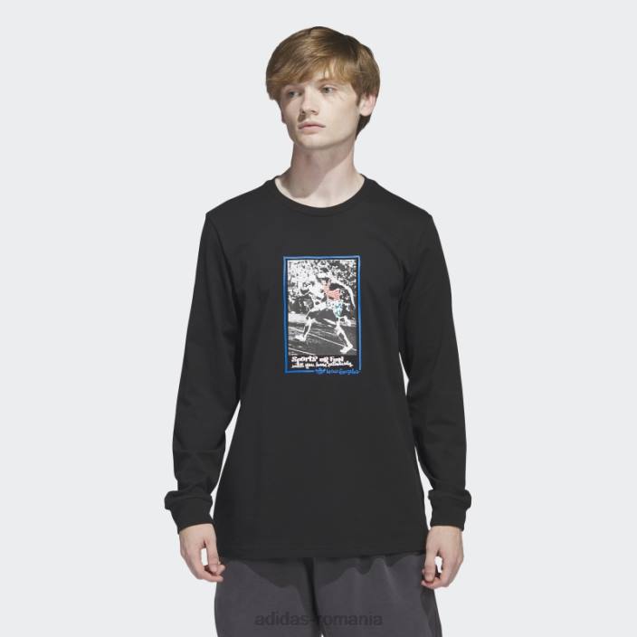 Adidas tricou cu mânecă lungă grafic shmoofoil negru bărbați negru/multicolor 2JBN5677
