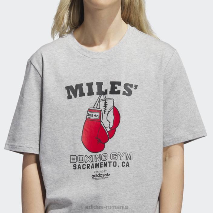 Adidas tricou cu mânecă scurtă pentru afaceri de la modă scarlet miles bărbați gri mediu/negru/stacojiu 2JBN5094