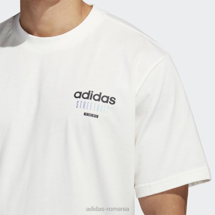 Adidas tricou grafic alb de baschet streetball bărbați alb 2JBN6070