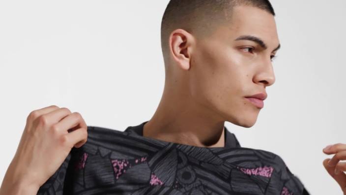 Adidas tricou negru cu imprimeu trefoil rekive bărbați negru/gri/roz 2JBN14687