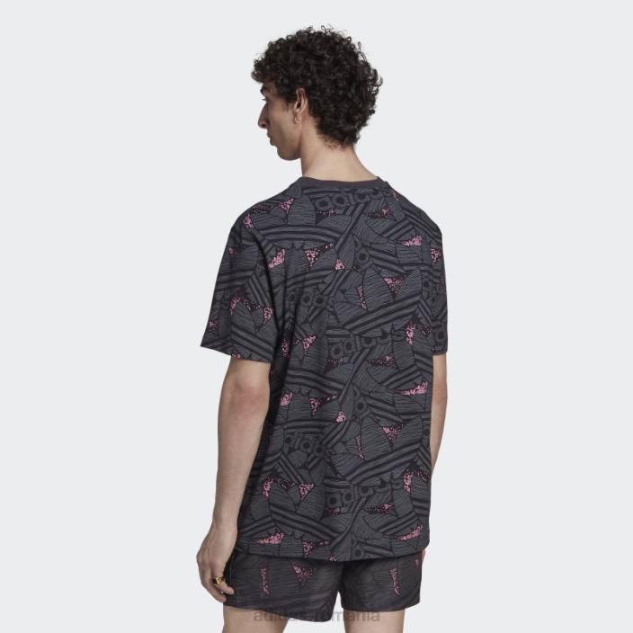 Adidas tricou negru cu imprimeu trefoil rekive bărbați negru/gri/roz 2JBN14687