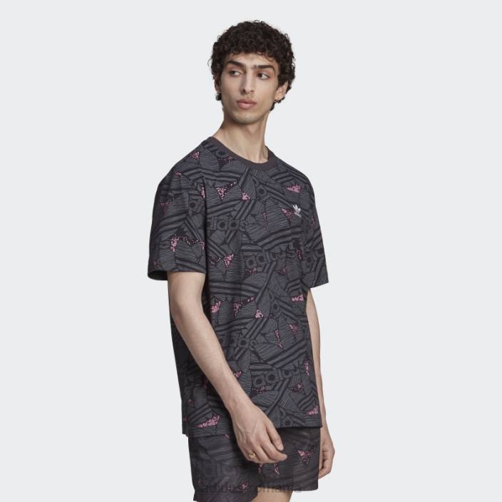 Adidas tricou negru cu imprimeu trefoil rekive bărbați negru/gri/roz 2JBN14687
