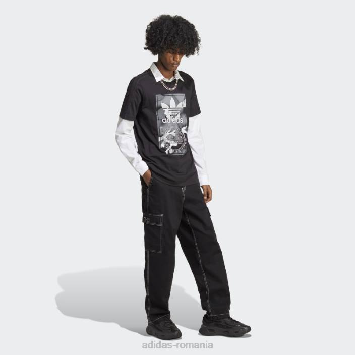 Adidas tricou negru cu limbă camo cu grafică bărbați negru 2JBN13390