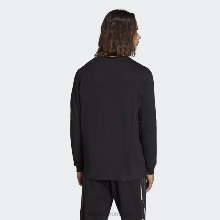 Adidas tricou negru cu mânecă lungă cu dungi camo cu grafică bărbați negru 2JBN14266